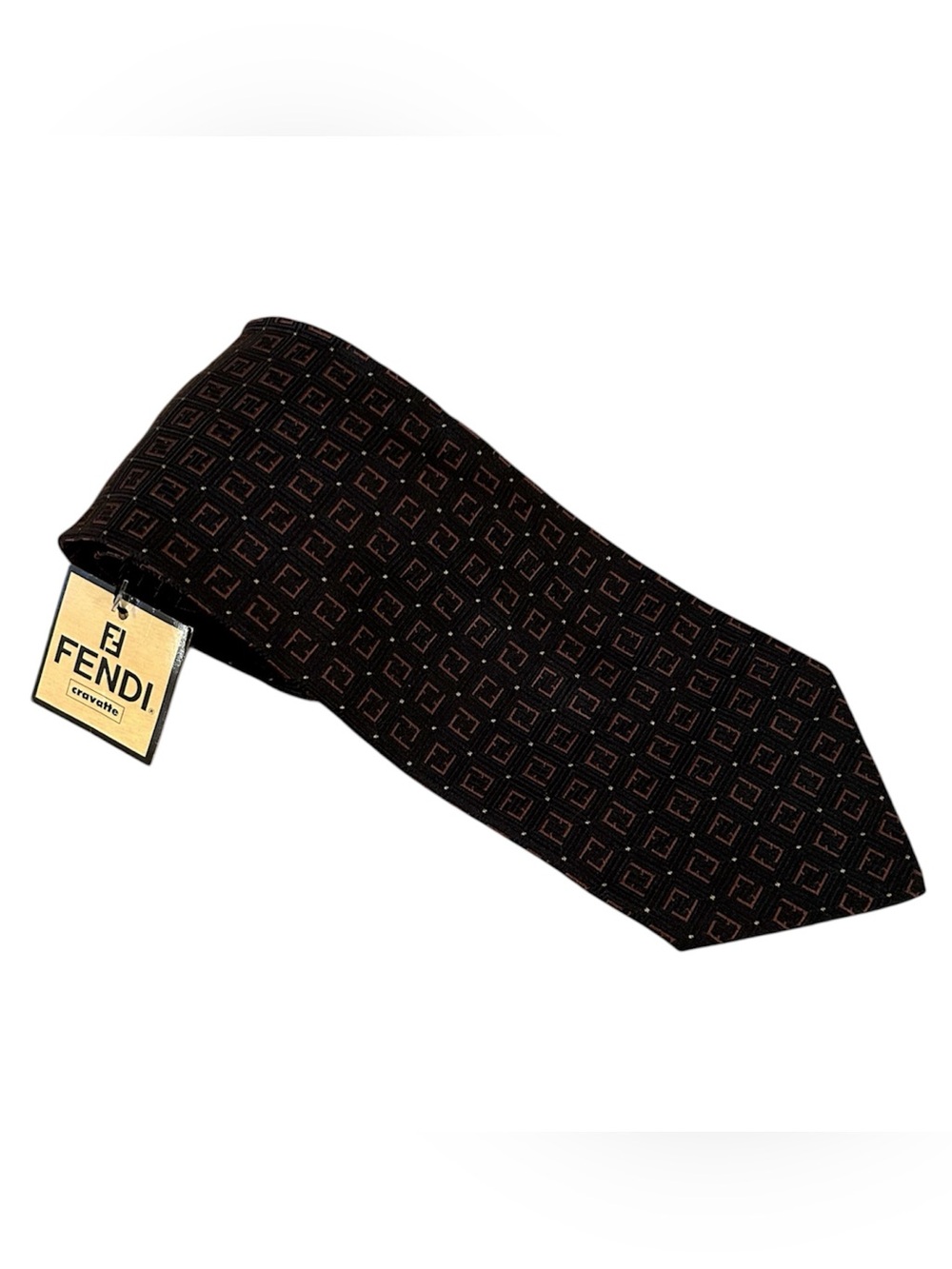 Fendi Cravatte NWT 100% Silk Black and Red Men’s Classic Tie Made in Italy